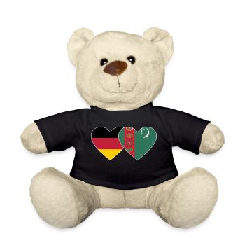 Germany Turkmenistan Flag Heart - Teddy Bear - black - Front