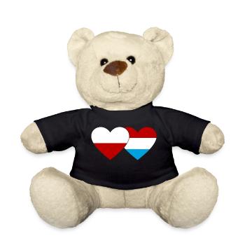 Pologne Luxembourg Drapeau Coeur - Nounours - noir - Devant