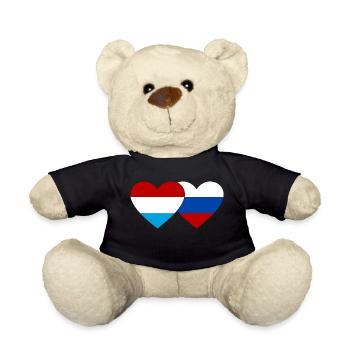 Luxembourg Russia Flag Heart - Teddy Bear - black - Front