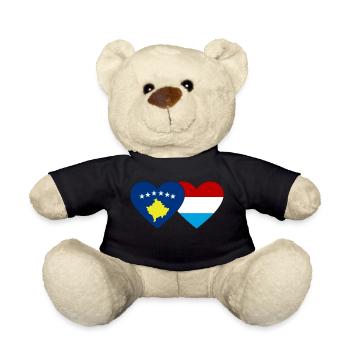 Kosovo Luxemburg Flagge Herz - Teddy - Schwarz - Vorne