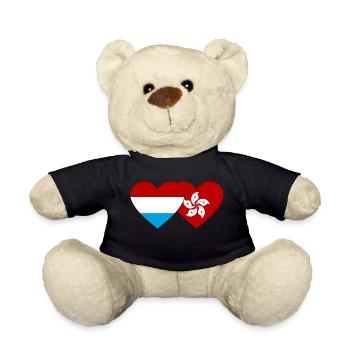 Luxemburg Hong Kong Flagge Herz - Teddy - Schwarz - Vorne