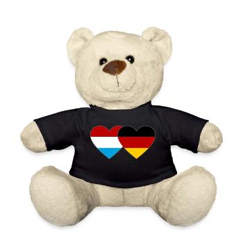 Luxembourg Germany Flag Heart - Teddy Bear - black - Front