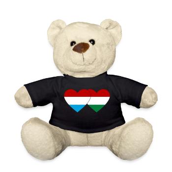 Luxembourg Hungary Flag Heart - Teddy Bear - black - Front