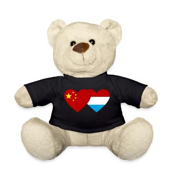 China Luxembourg Flag Heart - Teddy Bear - black - Front