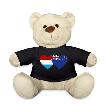 Luxemburg Neuseeland Flagge Herz - Teddy - Schwarz - Vorne