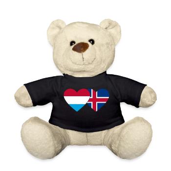 Luxembourg Iceland Flag Heart - Teddy Bear - black - Front