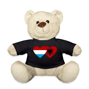 Luxemburg Albanien Flagge Herz - Teddy - Schwarz - Vorne