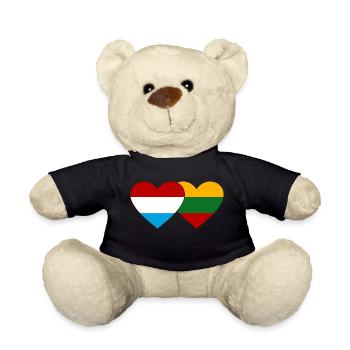 Luxemburg Litauen Flagge Herz - Teddy - Schwarz - Vorne
