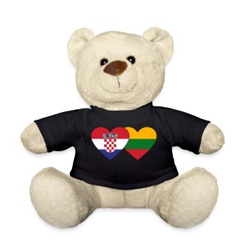 Croatie Lituanie Flag Heart - Nounours - noir - Devant
