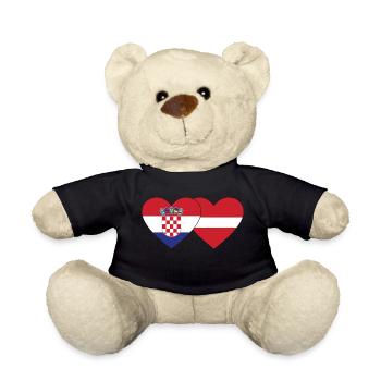 Croatia Latvia Flag Heart - Teddy Bear - black - Front