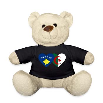 Kosovo Algérie Drapeau Coeur - Nounours - noir - Devant