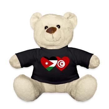 Jordanien Tunesien Flagge Herz - Teddy - Schwarz - Vorne