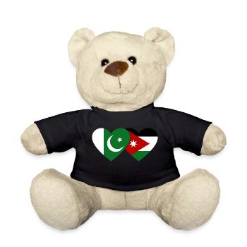 Pakistan Jordan Flag Heart - Teddy Bear - black - Front