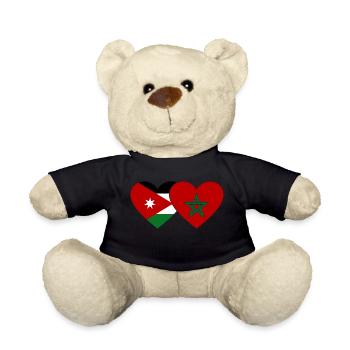 Jordan Morocco Flag Heart - Teddy Bear - black - Front