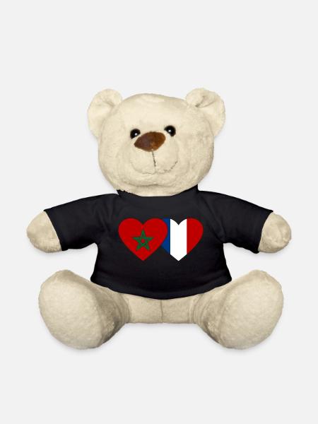 Maroc France Flag Coeur - Nounours - noir
