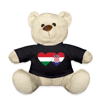 Hongrie Croatie Flag Heart - Nounours - noir - Devant