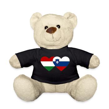 Ungarn Slowenien Flagge Herz - Teddy - Schwarz - Vorne
