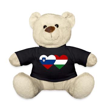 Slovenia Hungary Flag Heart - Teddy Bear - black - Front
