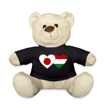 Japan Ungarn Flagge Herz - Teddy - Schwarz - Vorne