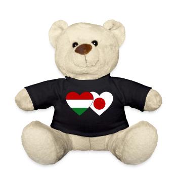 Hongrie Japon Flag Coeur - Nounours - noir - Devant
