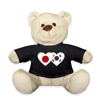 Japon Corée du Sud Drapeau Coeur - Nounours - noir - Devant