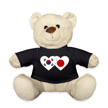 Corée du Sud Japon Drapeau Coeur - Nounours - noir - Devant