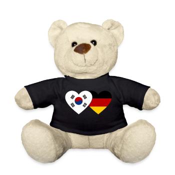 Corée du Sud Allemagne Flag Heart - Nounours - noir - Devant