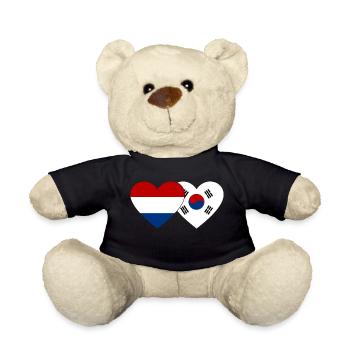 Holland Südkorea Flagge Herz - Teddy - Schwarz - Vorne