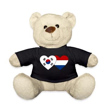 South Korea Holland Flag Heart - Teddy Bear - black - Front