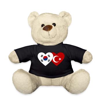 Corée du Sud Turquie Drapeau Coeur - Nounours - noir - Devant