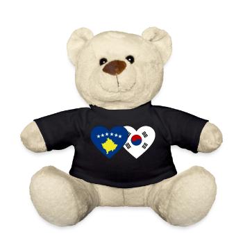 Kosovo Corée du Sud Drapeau Coeur - Nounours - noir - Devant