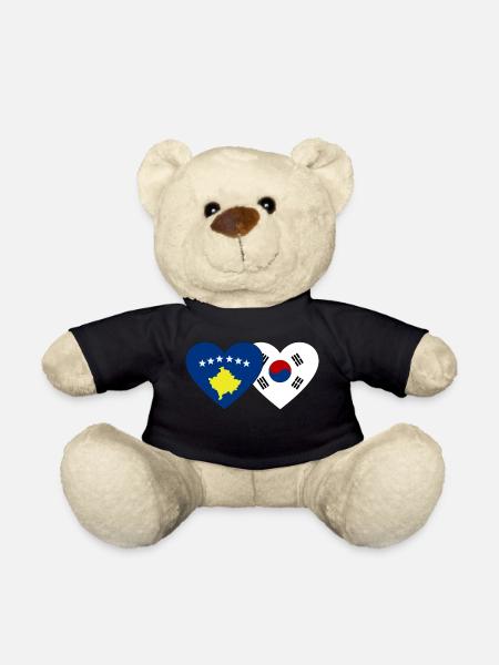 Kosovo Südkorea Flagge Herz - Teddy - Schwarz