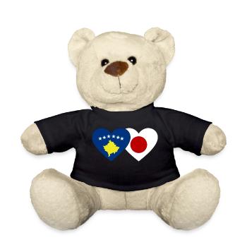 Cœur du drapeau du Japon du Kosovo - Nounours - noir - Devant