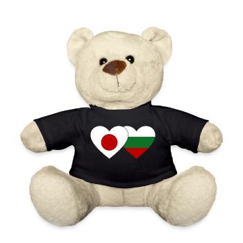 Japon Bulgarie drapeau coeur - Nounours - noir - Devant