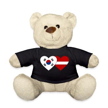Corée du Sud Lettonie Drapeau Coeur - Nounours - noir - Devant