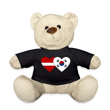Lettonie Corée du Sud Drapeau Coeur - Nounours - noir - Devant