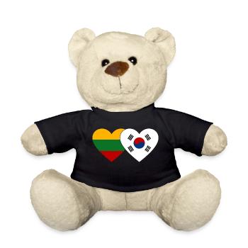 Lithuania South Korea Flag Heart - Teddy Bear - black - Front