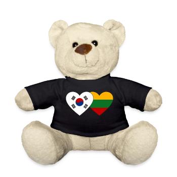 Corée du Sud Lituanie Drapeau Coeur - Nounours - noir - Devant