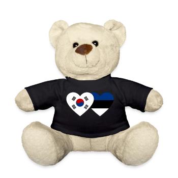 Südkorea Estland Flagge Herz - Teddy - Schwarz - Vorne