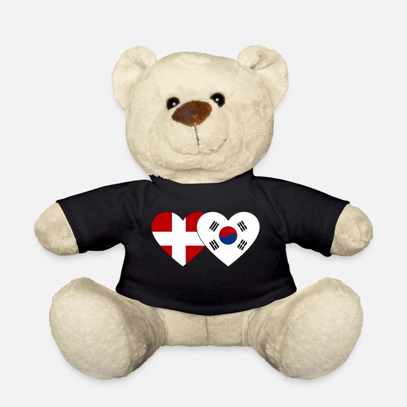 Danemark Corée du Sud Drapeau Coeur - Nounours - noir