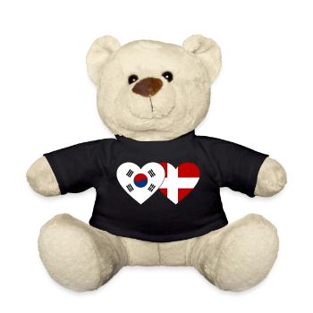 Corée du Sud Danemark Drapeau Coeur - Nounours - noir - Devant