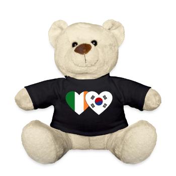 Ireland South Korea Flag Heart - Teddy Bear - black - Front