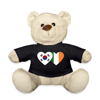 South Korea Ireland Flag Heart - Teddy Bear - black - Front