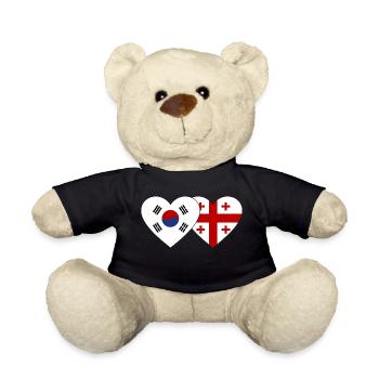 Südkorea Georgien Flagge Herz - Teddy - Schwarz - Vorne