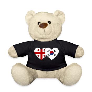 Géorgie Corée du Sud Drapeau Coeur - Nounours - noir - Devant