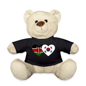 Kenia Südkorea Flagge Herz - Teddy - Schwarz - Vorne