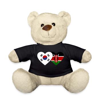 Südkorea Kenia Flagge Herz - Teddy - Schwarz - Vorne