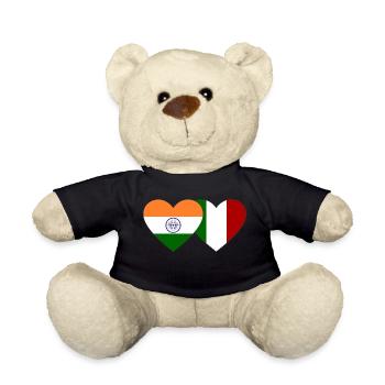 India Italy Flag Heart - Teddy Bear - black - Front