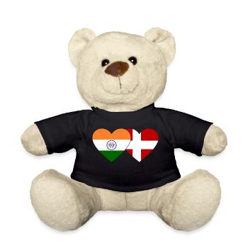 Inde Danemark Flag Heart - Nounours - noir - Devant