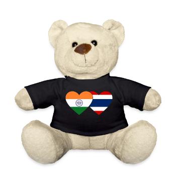 India Thailand Flag Heart - Teddy Bear - black - Front